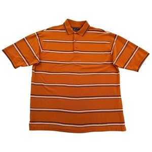 Austin Golf Mens XXL Orange Striped Cool Skin Moisture Wicking Polo Golf Casual